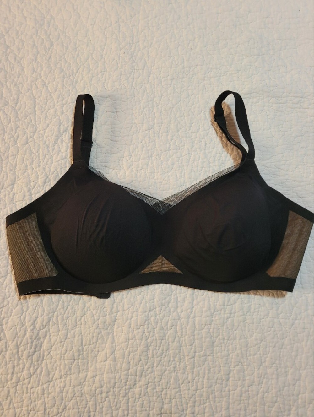 Honeylove Crossover Wireless Bra Black Sheer Padded Adjustable Sz 36 D/DD (E) - Picture 5 of 8